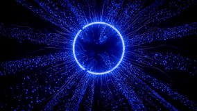 High-tech abstract animation featuring a glowing blue circular core on a black background. - Powered by Shutterstock - Get 15% off with code: PIKWIZARD15