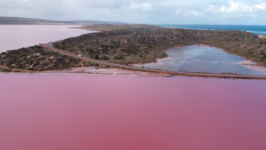Stunning aerial footage of the Pink Lake in Perth, Western Australia