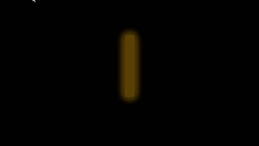 Flashing neon brown gold letter 'I' or vertical bar on a black background. Simple, glowing initial animation. Useful as a title, monogram, list bullet, cursor, separator, or design element in dark vid