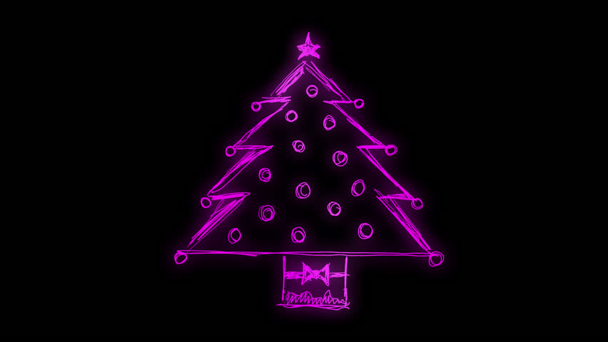 A neon hand drawn outline style Christmas themed bouncy motion sketch. With alpha for easy drag and drop.
