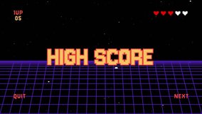 High score text pixel retro animation. Retro pixel art game arcade 8 bit. Retrowave video game background for game asset 4K resolution - Powered by Shutterstock - Get 15% off with code: PIKWIZARD15
