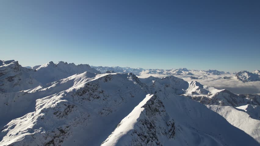 Stunning view over the snowy winterwonderland in Malbun Liechtenstei.