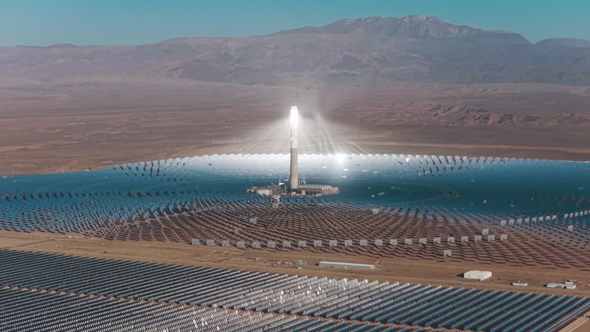 Solar power plant and aerial view of Ouarzazate