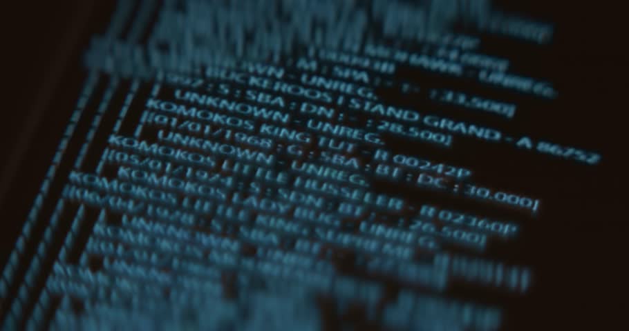 Lines of data from a database