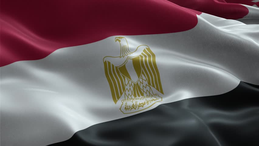 Waving Flag of Egypt Seamless Loop, Close-up, 1080p HD
