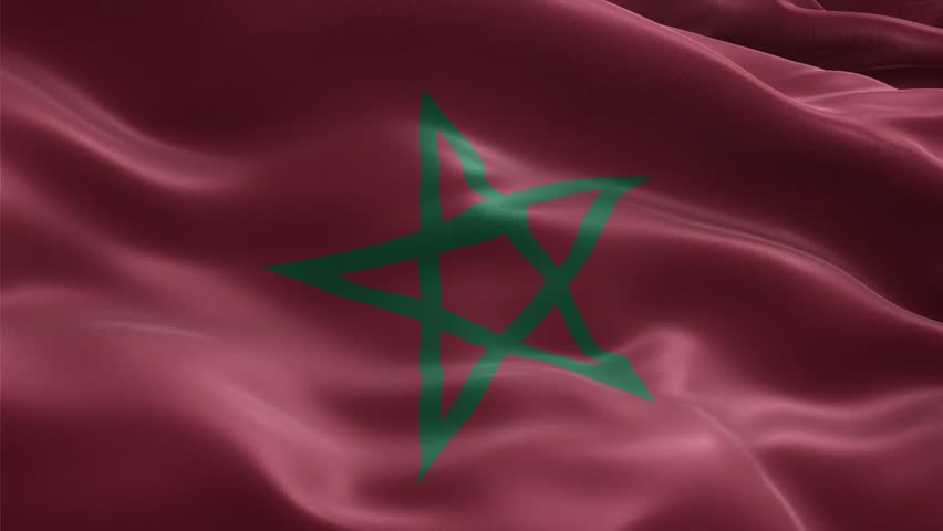 Waving Flag of Morocco Seamless Loop, Close-up, 1080p HD