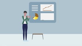 Animated business team presenting strategy and growth charts in office meeting – 2D corporate presentation, teamwork, financial planning and business development scene - Powered by Shutterstock - Get 15% off with code: PIKWIZARD15