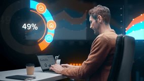 Data Analyst Works on a Laptop in a Cinematic 360‑degree Office, Reviewing Interactive Dashboards, Tracking Performance Metrics, and Sipping Coffee While Optimizing Digital Business Analytics - Powered by Shutterstock - Get 15% off with code: PIKWIZARD15