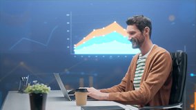 Digital User Analyzes Business Metrics on a Laptop, Exploring Charts, and Infographics, Optimize Performance, Business Growth, Immersive Analytics Workspace With Dynamic Visual Tracking Overlays. - Powered by Shutterstock - Get 15% off with code: PIKWIZARD15