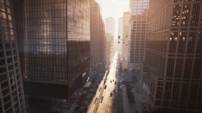 Autonomous Delivery Drones Stream Through a Sunlit City, Ecommerce Parcels Delivery, High Speed Aerial Courier Service, Automated Futuristic Smart City Logistics - Powered by Shutterstock - Get 15% off with code: PIKWIZARD15