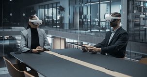 Architect and Engineer in VR Headsets Collaboratively Design Futuristic Physical City, Using Immersive Mixed Reality, Sustainable Skyscraper Concepts, Smart Infrastructure, Innovative Urban Planning - Powered by Shutterstock - Get 15% off with code: PIKWIZARD15