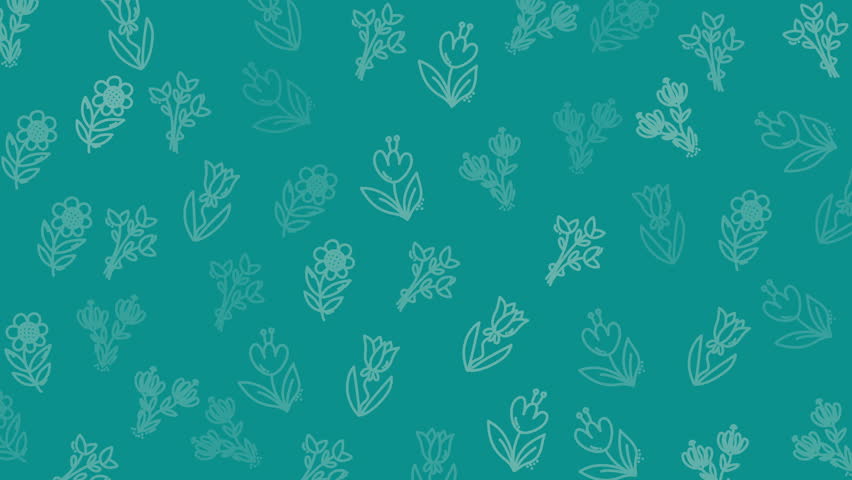 Scattered flower outlines on a turquoise background, suitable for spring or feminine designs, backgrounds, wallpapers, invitations, and stationery.