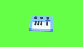 4K motion graphic 3D animation of keyboard music icon rotating on chroma key green screen background. - Powered by Shutterstock - Get 15% off with code: PIKWIZARD15