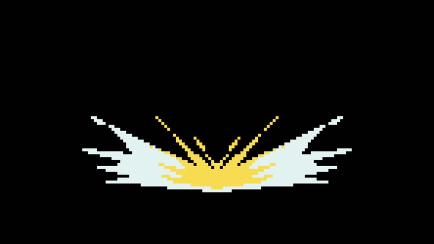 earth impact effect animation in pixel art style with black background