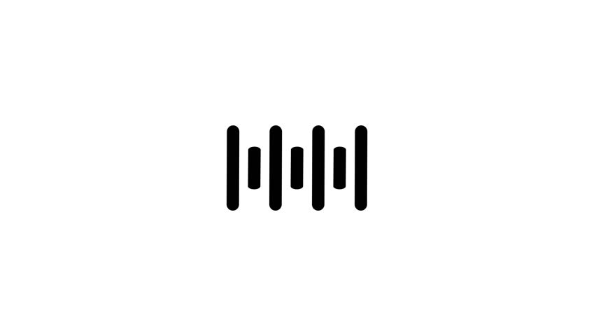Black Vertical Lines Representing Sound Waves or Data Bars on a White Background audio music
