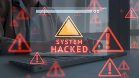 System warning alert signals critical security issue. Suspicious activity shows possible breach. Monitoring tools detect threats in real time. Scene reflects strong cybersecurity protection. - Powered by Shutterstock - Get 15% off with code: PIKWIZARD15