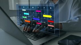 Project manager updating tasks and milestones progress planning with calendar interface for company.Business Project Management System. - Powered by Shutterstock - Get 15% off with code: PIKWIZARD15