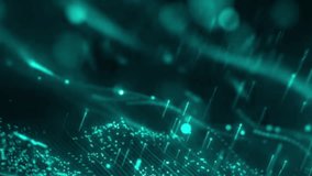 Abstract digital data wave flowing with glowing particles and dynamic light energy. Futuristic technology background with smooth motion, cyber data stream, and shimmering particle effects. - Powered by Shutterstock - Get 15% off with code: PIKWIZARD15