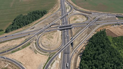 Drone Shot Intersecting Highways Ramps