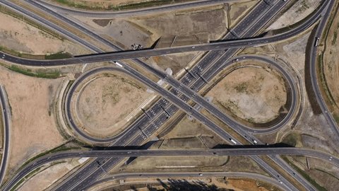 Drone Shot Intersecting Roads Circular Ramps