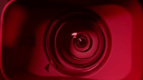 Camera lens Decorated with a colorful red and blue light background. Gradually zooming the camera lens, close-up. Detail of focus of the camera lens. - Powered by Shutterstock - Get 15% off with code: PIKWIZARD15