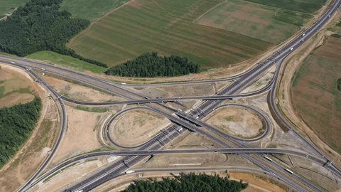 Aerial View Highway Interchange Rural Landscape