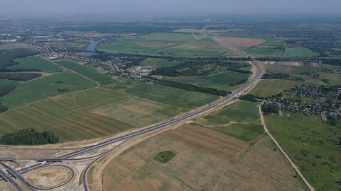 Aerial Panorama Countryside Highway Villages