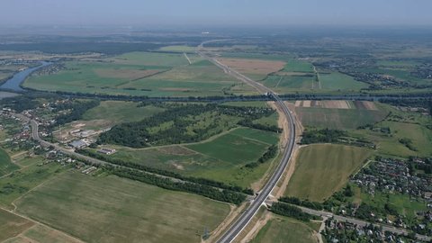 Drone Shot Countryside River Highway