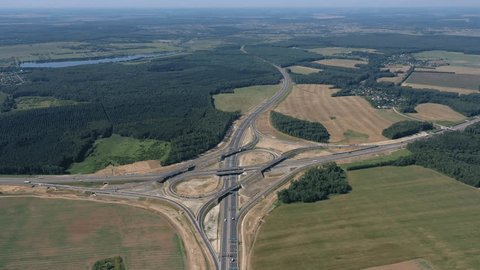 Aerial View Highway Interchange Rural Area