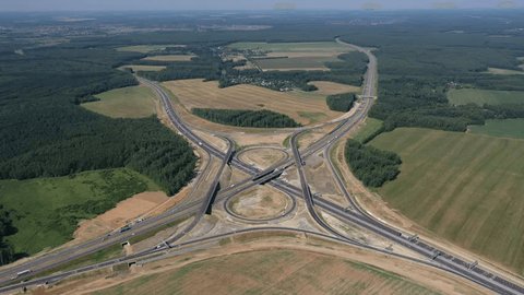 Drone Shot Complex Roadway Interchange Layout