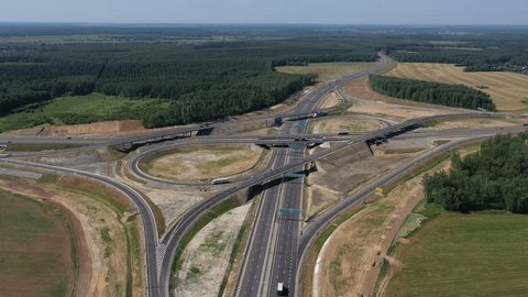 Drone Flying above Detailed Road Interchange System