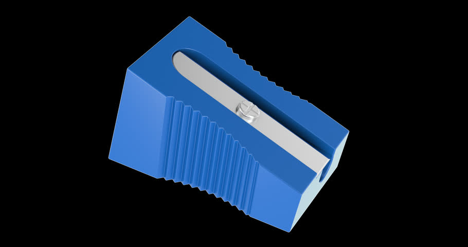 Blue pencil sharpener rotation animation seamlessly loopable. 3D rendering isolated on transparent background