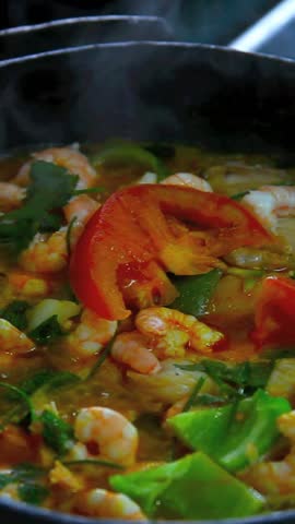 Brazilian Moqueca with shrimp and fish