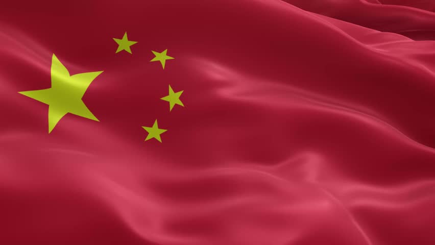 Waving Chinese flag animation with dynamic folds and rich colors symbolizing pride and national identity in a visually striking display