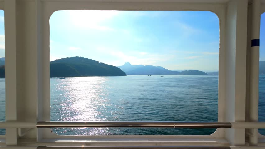 Dramatic view of beautiful sea looking out on the ferry boat, Travel or journey, Shipping, Shodoshima Island in Kagawa Prefecture in Japan