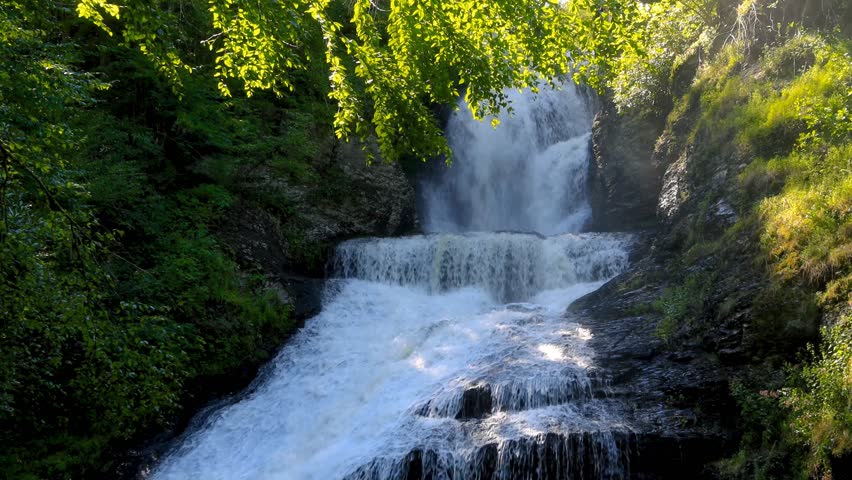 Delaware Water Gap National Recreation Area, Pennsylvania, Scenic tall Dingmans water falls.