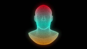 Abstract Rotating Glowing Male Bust on black Background  - Powered by Shutterstock - Get 15% off with code: PIKWIZARD15