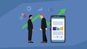 Business Partnership and Success: Handshake and Growth Data sign cartoon animation - Powered by Shutterstock - Get 15% off with code: PIKWIZARD15