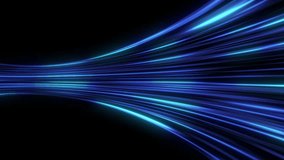 Blue flowing light rays, with luminous trails moving to one side on black background, flowing light effect in three-dimensional space, used for data transmission, logo, video opening. Alpha channel. - Powered by Shutterstock - Get 15% off with code: PIKWIZARD15