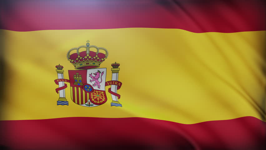 This video shows the national flag of Spain. It is predominantly red and yellow, and includes the Spanish coat of arms.