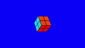Blue background with a rotating multicolor geometric cube-like shape. - Powered by Shutterstock - Get 15% off with code: PIKWIZARD15