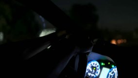 Driver moves through a city on a rainy night, capturing wet streets, reflections, urban lights, and atmospheric nighttime driving. - Powered by Shutterstock - Get 15% off with code: PIKWIZARD15