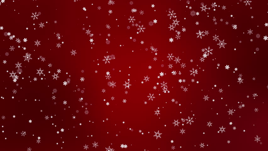 Enchanting Looping Animation of Floating Snowflakes on a Rich Red Background, Perfect for Holiday and Christmas Themes, Creating a Magical Winter Atmosphere