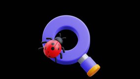 A detailed 3d animation visualizing a bug-hunting scan, offering a smooth animation loop ideal for cybersecurity dashboards, vulnerability checks, and system diagnostics. - Powered by Shutterstock - Get 15% off with code: PIKWIZARD15
