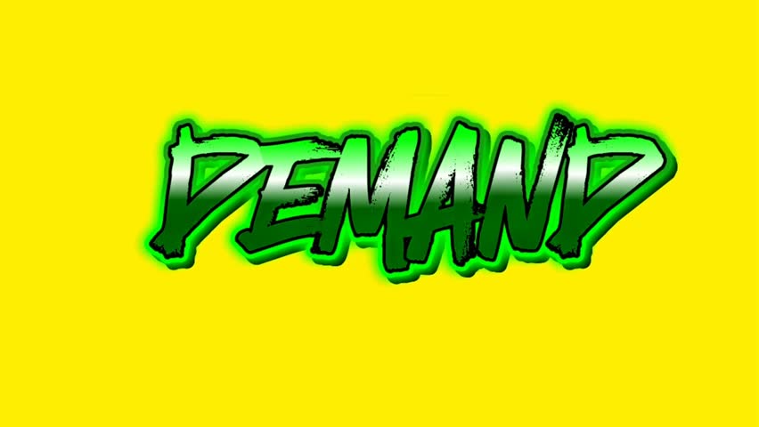 Bold “DEMAND” text on a vibrant yellow background, designed with a modern brush-stroke style. Perfect for trending marketing visuals, energetic branding, bold typography themes, and attention-grabbing