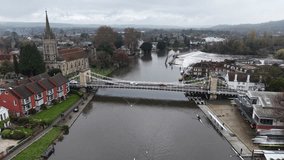Marlow road Bridge and wier over River Thames drone,aerial - Powered by Shutterstock - Get 15% off with code: PIKWIZARD15