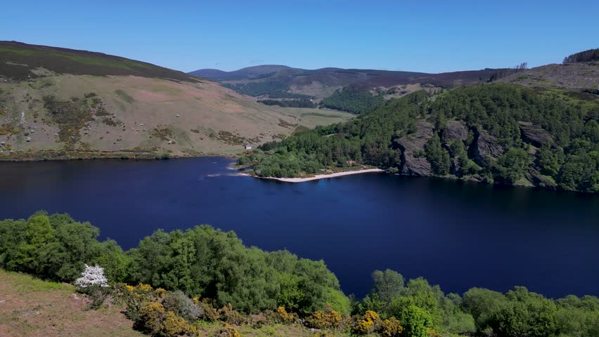 Aerial, Beautiful Rural Ireland, Wicklow Landscapes, Countryside Greenery - Lough Dan - County Wicklow - Ireland
