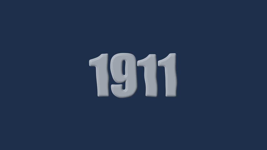 3D Gray Number 1911 Centered on Dark Blue Background year numeral