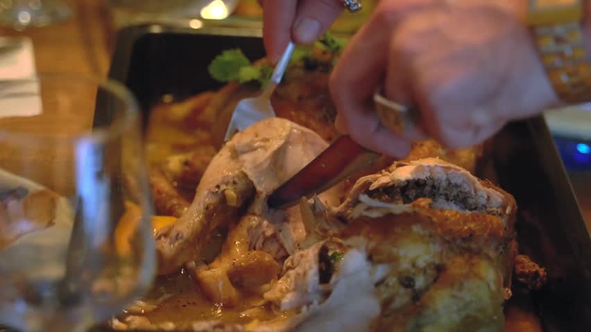 Stuffed chicken Turkey with Side Dishes Served for Holidays Celebration thanksgiving and christmas