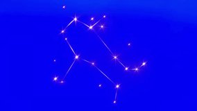 An animated representation of the Gemini zodiac constellation, featuring bright, sparkling stars connected by lines, against a deep blue, cosmic background.  - Powered by Shutterstock - Get 15% off with code: PIKWIZARD15